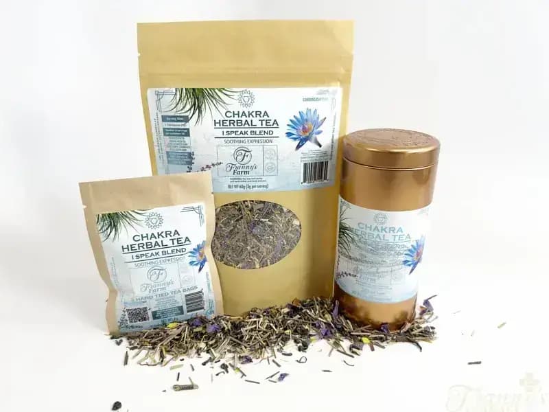 Franny's Farm Chakra Tea- "I SPEAK" Soothing Expression imagen 3